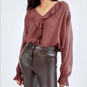 WILFRED Dusty Pink Eden Ruffle Oversized Blouse